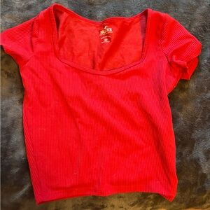 Hollister Women's Scarlet Ribbed Bodysuit